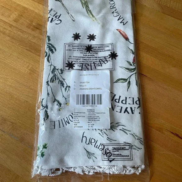 NWT Anthropologie Anwen Herb Dishtowel - Picture 2 of 14